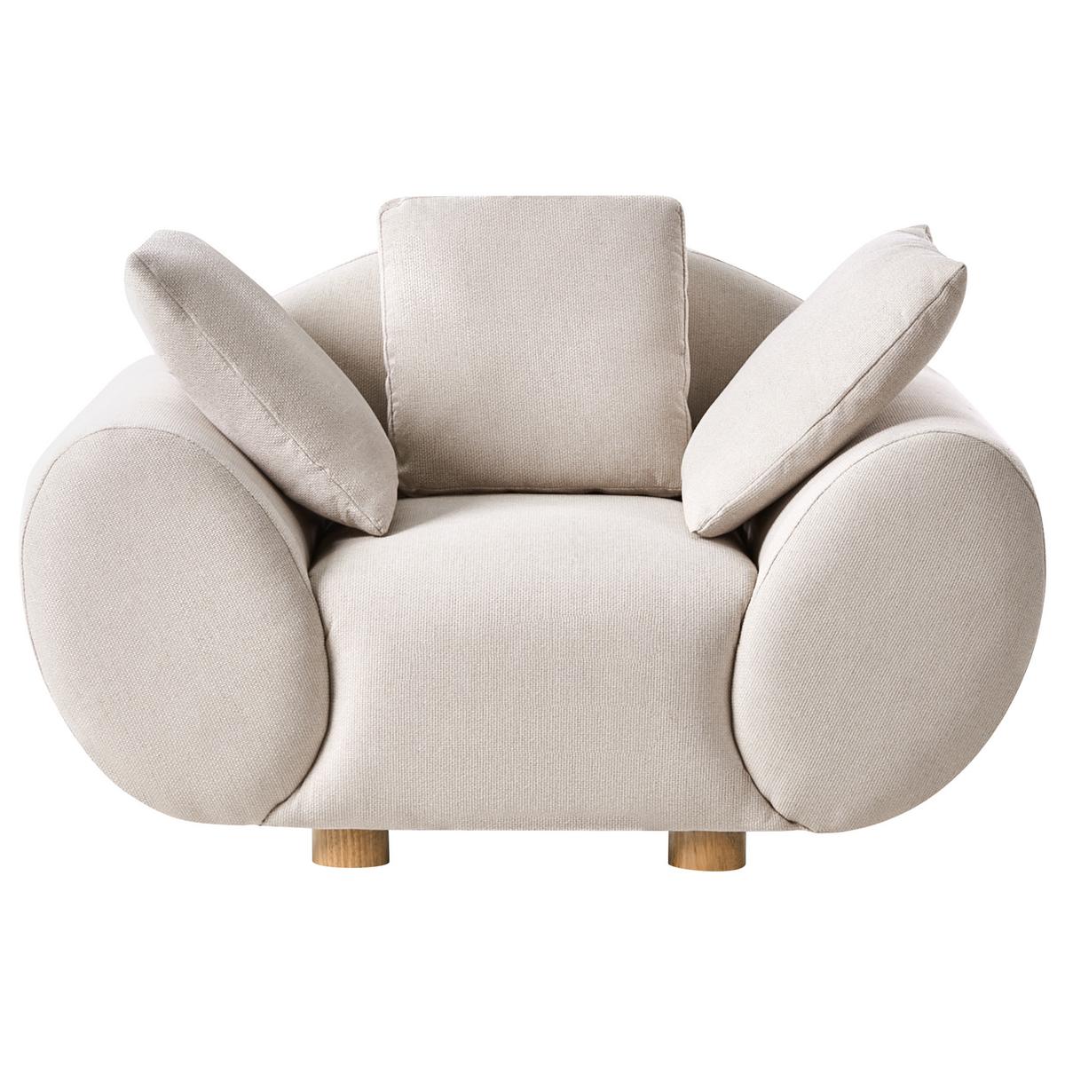 SESSEL Hellbeige Ringel - Beige/Braun, Textil (128/75/87cm) - Beliani