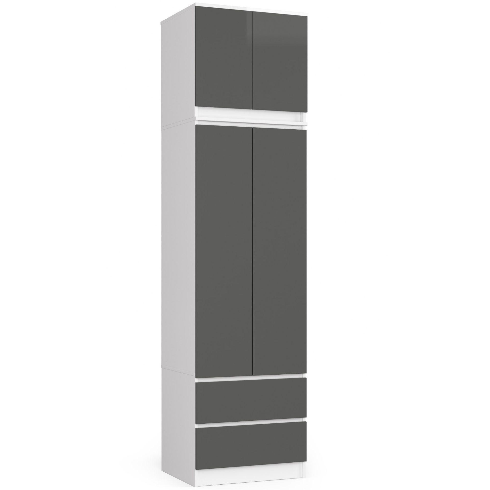 KLEIDERSCHRANK Weiß, Graphit Grau 234/60/51 - Weiß, Holzwerkstoff (60/234/51cm) - RAUMHIRSCH FURNITURE
