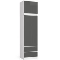 KLEIDERSCHRANK Weiß, Graphit Grau 234/60/51 - Weiß, Holzwerkstoff (60/234/51cm) - RAUMHIRSCH FURNITURE