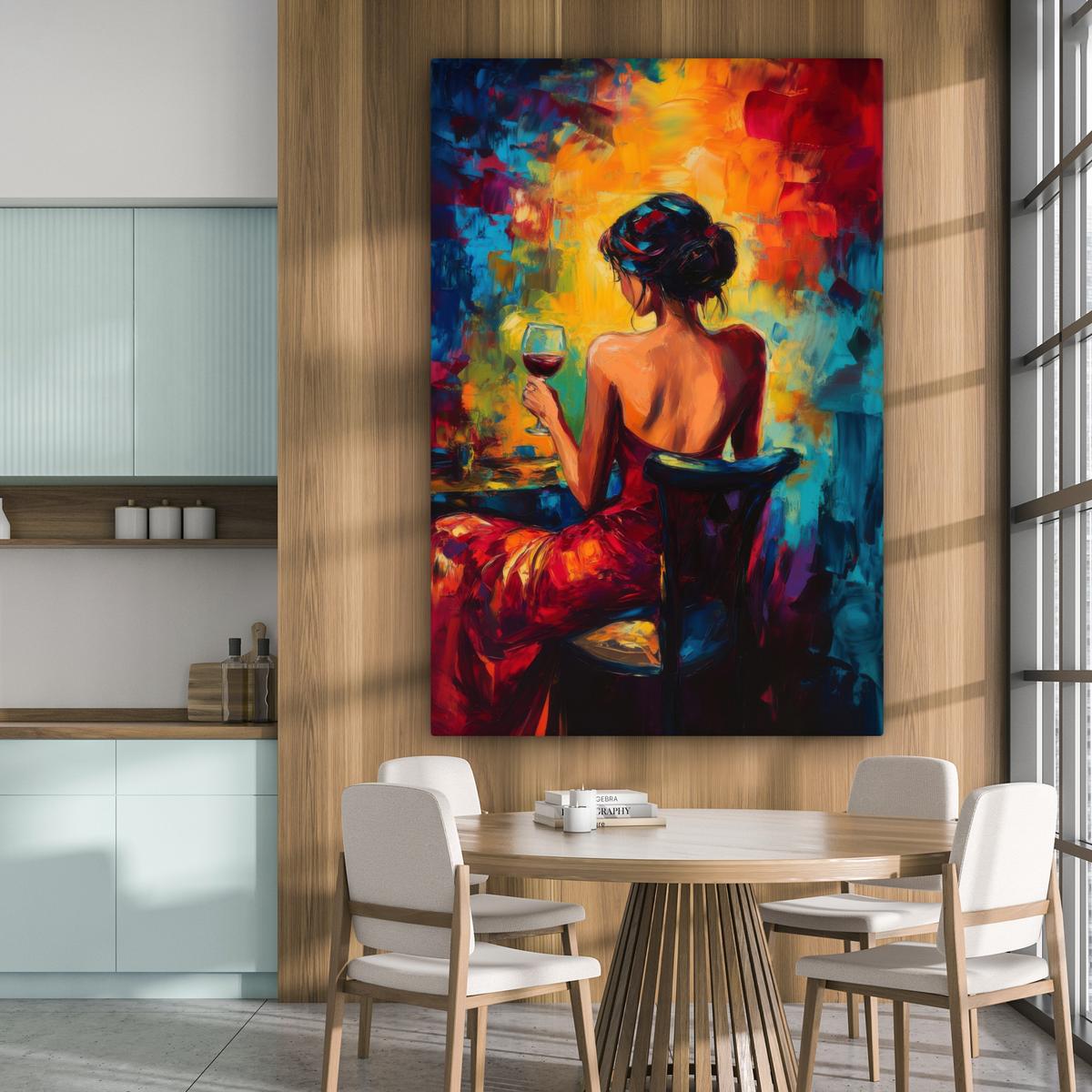 LEINWANDBILD Wein - Frau - Stimmungsvoll - Farbenfroh Deko Groß 90x140 cm - Bordeaux, Textil (90/140cm) - MuchoWow