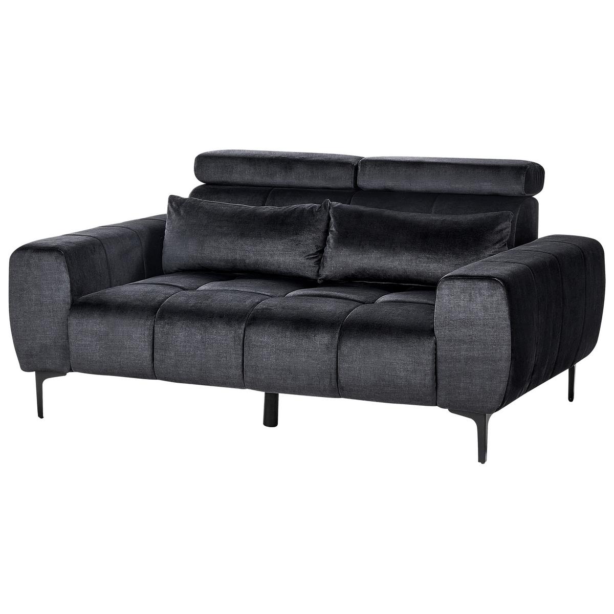 2-SITZER-SOFA Samtstoff schwarz Vegamo - Schwarz, Textil (176/97/110cm) - Beliani