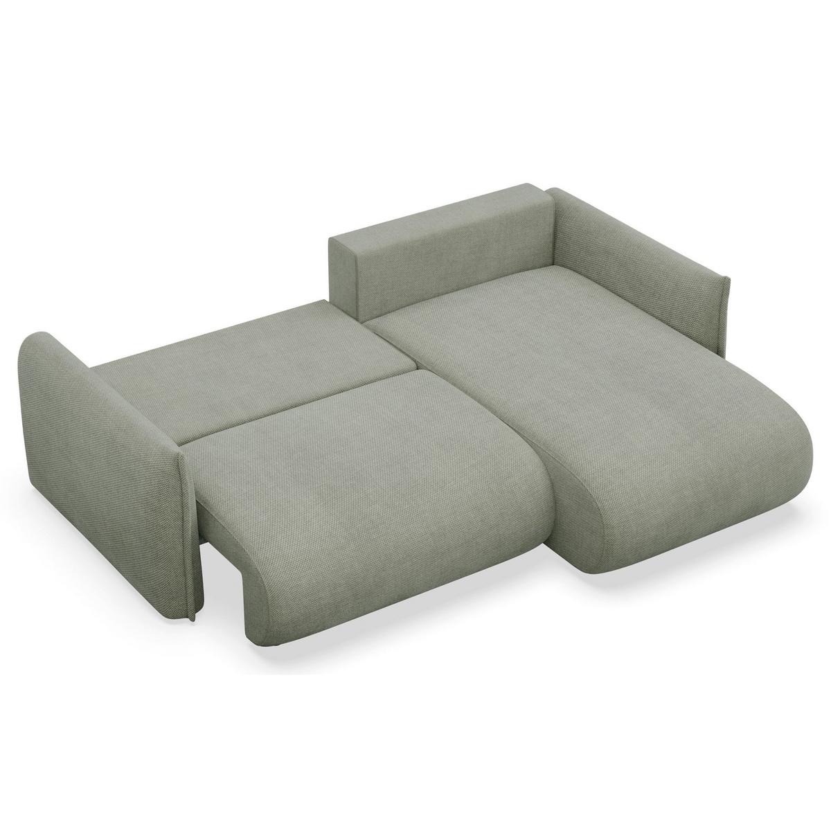 ECKSOFA Cushi Salbeigrün-Chenille - Schwarz/Hellgrün, Kunststoff/Textil (183/252cm) - Selsey