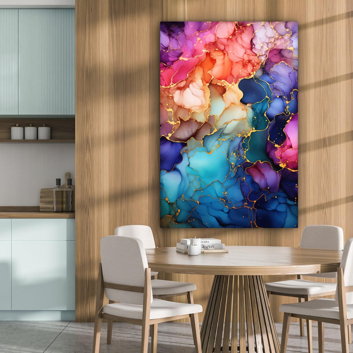 LEINWANDBILD Marmor - Bunt - Abstrakt Deko Groß 90x140 cm - Multicolor, Textil (90/140cm) - MuchoWow