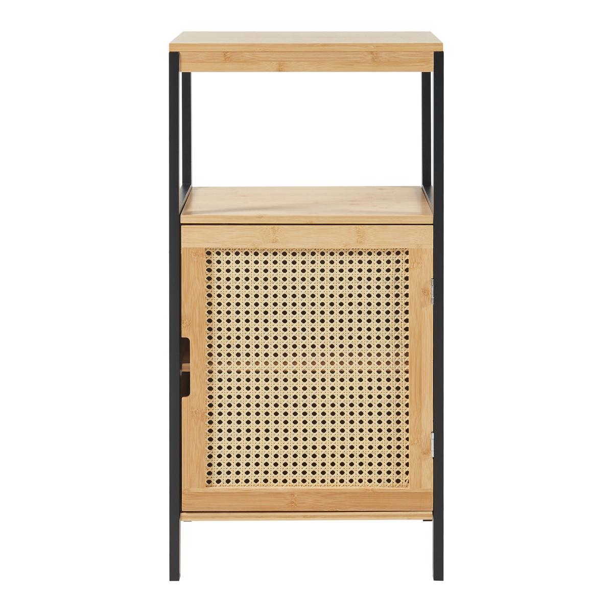 BADEZIMMERSCHRANK Tervola - Schwarz/Naturfarben, Naturmaterialien/Holzwerkstoff (40/80/35cm) - [en.casa]