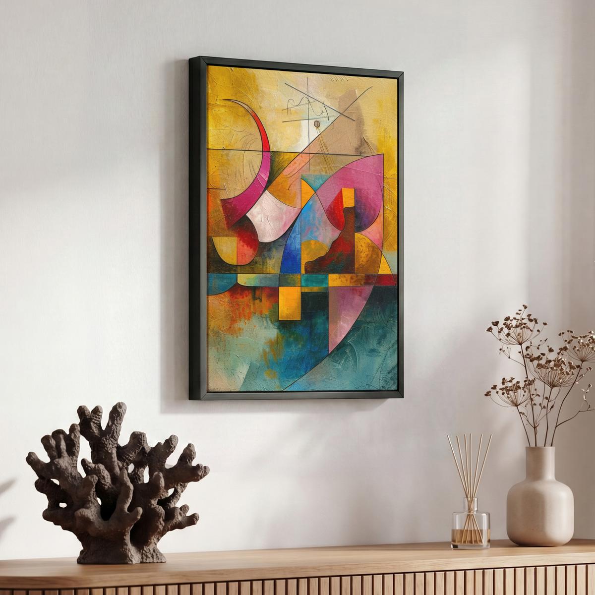 LEINWAND Bilder mit Rahmen - Kunst - Abstrakt - Modern - 30x40 - Gelb, Textil (30/40cm) - MuchoWow