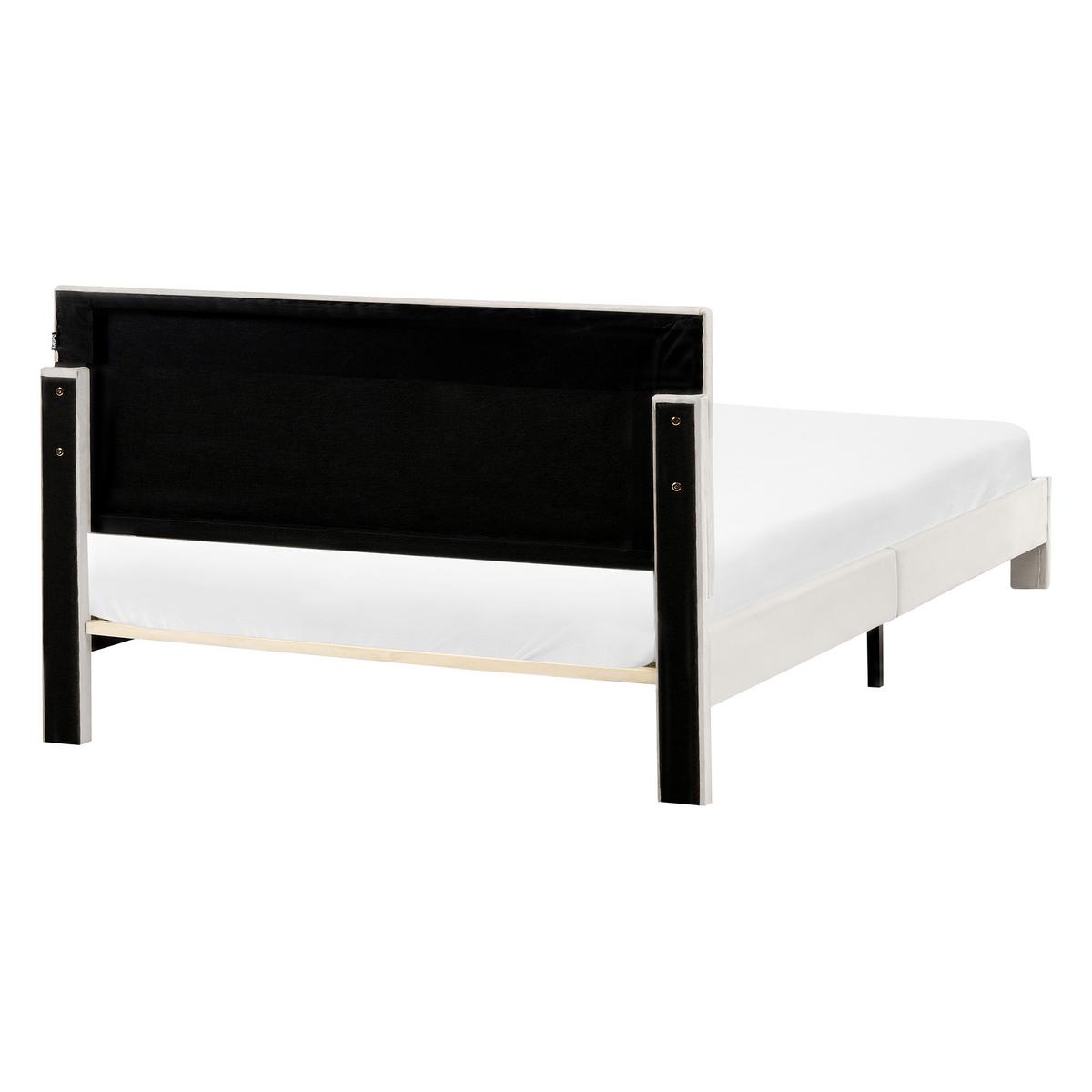 BETT mit Schubladen 140/200 cm Samtstoff Cremeweiß Lonzac - Creme, Textil (140/200cm) - Beliani
