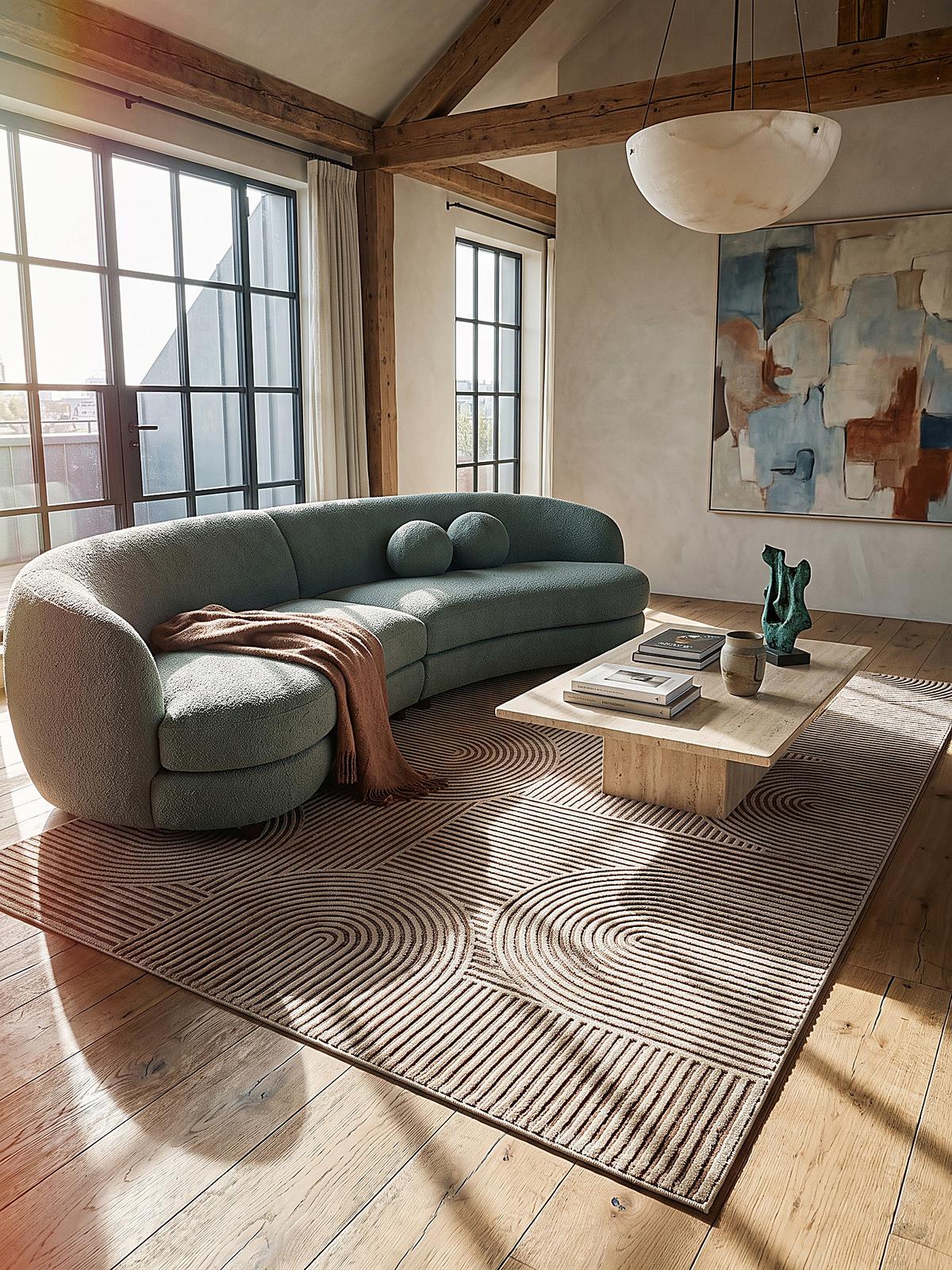 TEPPICH Kurzflor ERESMA Geometrisch Polyester Beige 140 x 200 cm - Beige, Textil (140/200cm) - KADIMA DESIGN