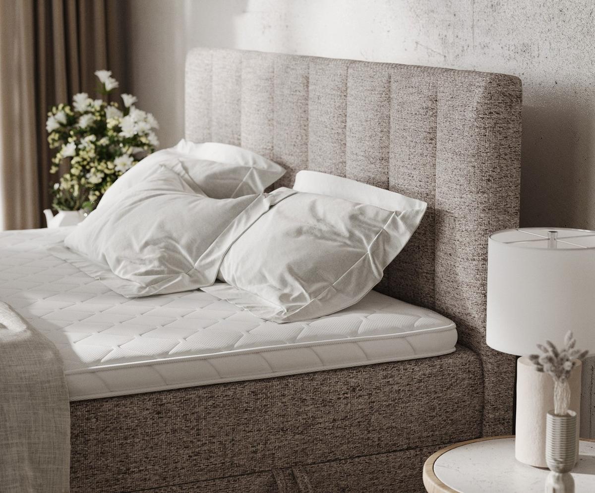 BOXBETT Bari 160/200 cm Beige im Neve Stoff - Beige, Holz/Holzwerkstoff (160/200cm) - AltaBeds