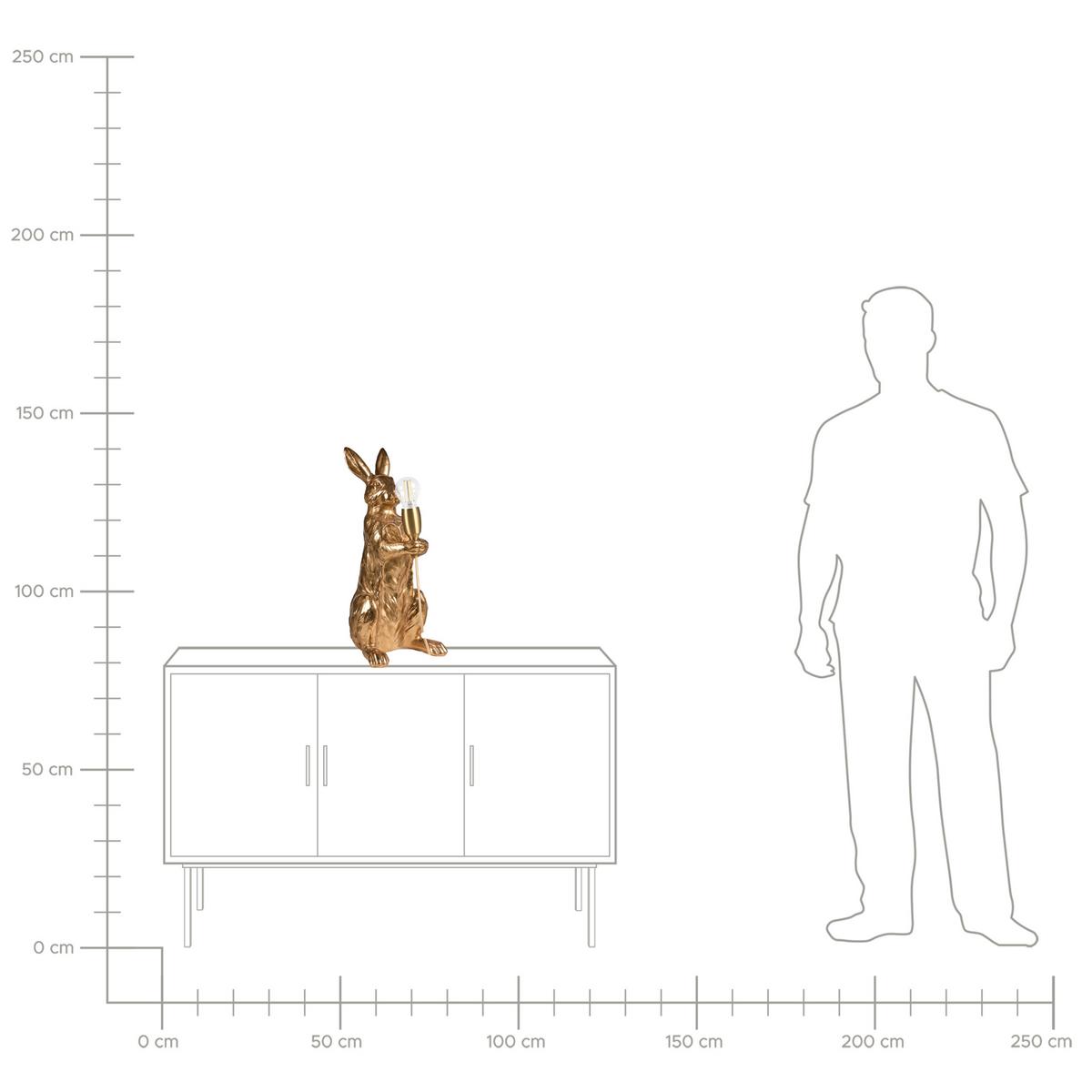 TISCHLAMPE Hase Gold Bugs - Messingfarben/Goldfarben, Kunststoff (26/23/53cm) - Beliani