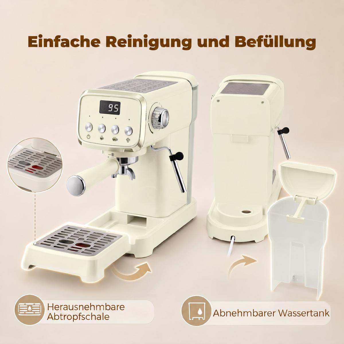 SIEBTRÄGERMASCHINE ABS Edelstahl Cremeweiß - Creme, Metall (17/31/32cm) - HOMCOM