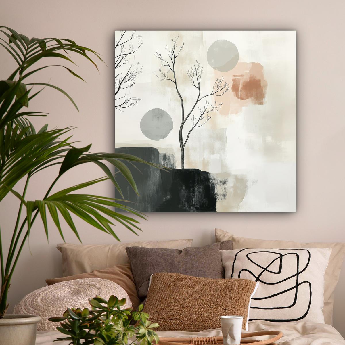 LEINWANDBILD Wabi sabi - Beige - Pflanze Deko Groß 90x90 cm - Sandfarben, Textil (90/90cm) - MuchoWow