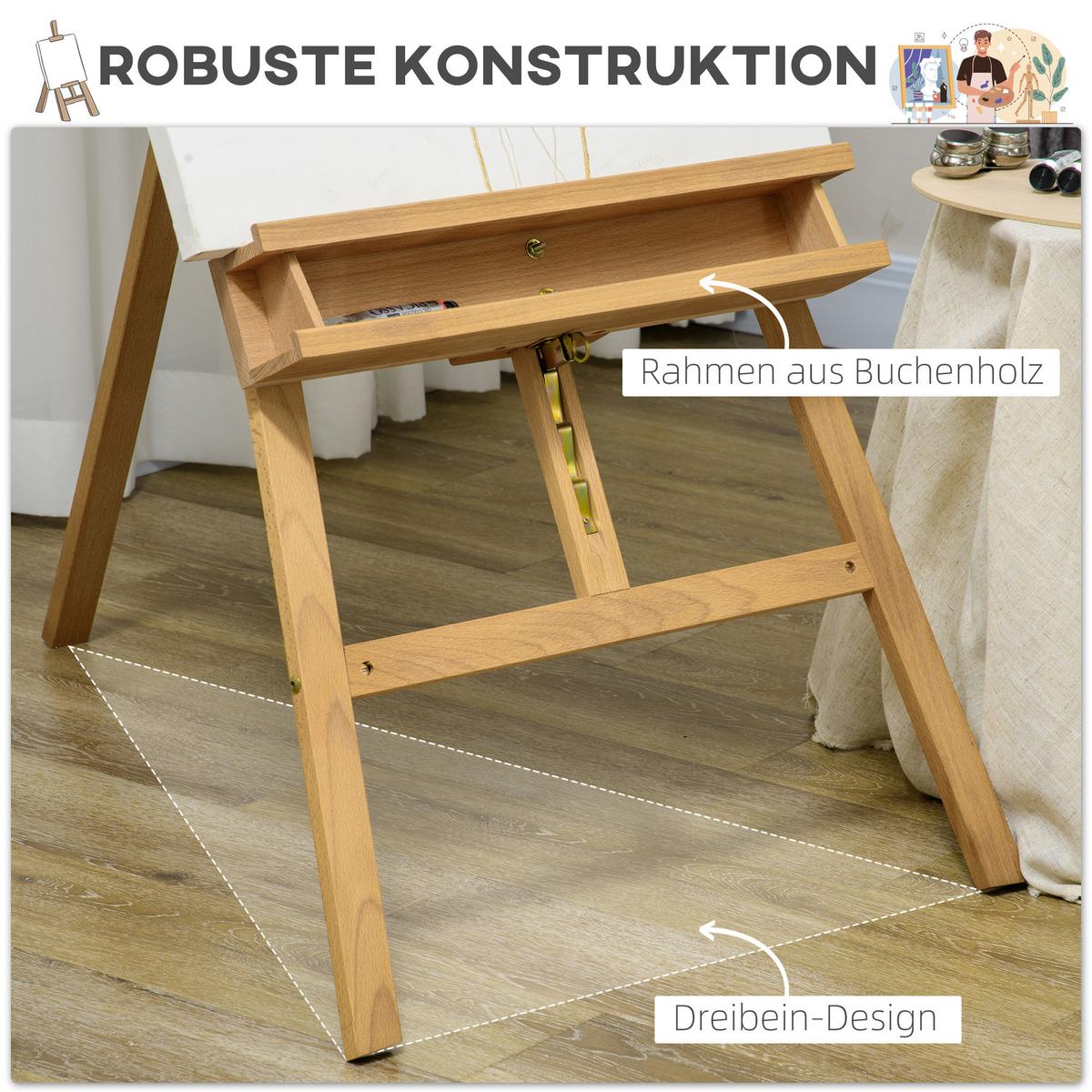 STAFFELEI Buchenholz Naturholz - Naturfarben, Holz/Buchenholz (65/110/235cm) - Vinsetto