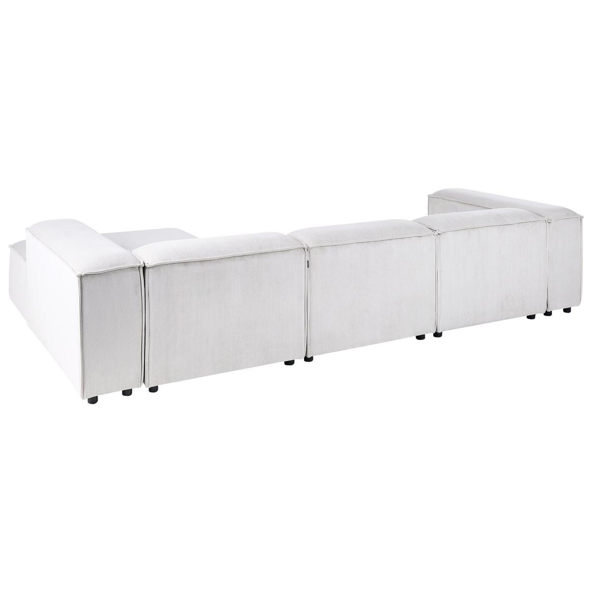 ECKSOFA Modul 4-Sitzer linksseitig Cremeweiß Cord Ardal - Creme/Schwarz, Textil (326/180cm) - Beliani