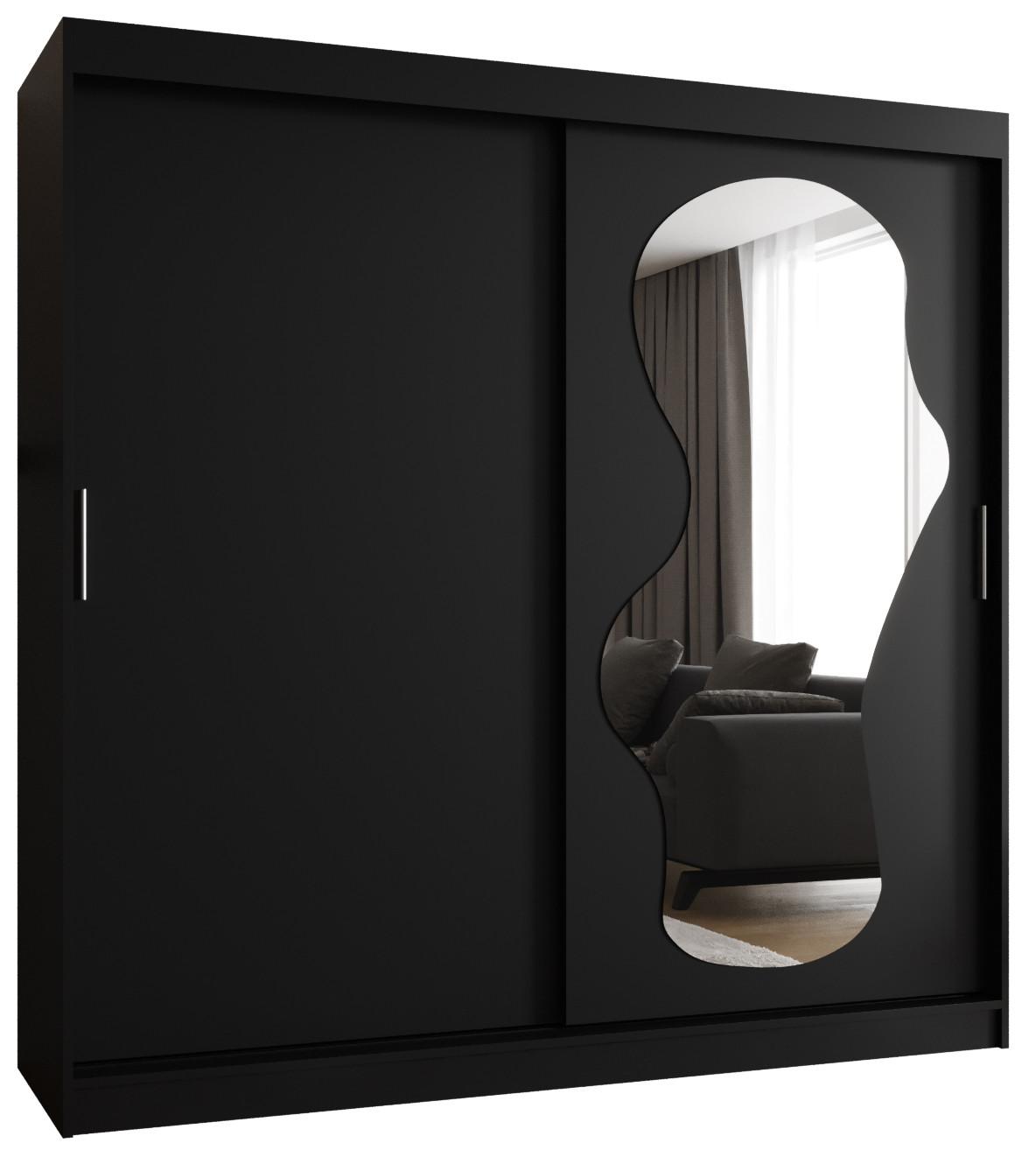 SCHIEBETÜRENSCHRANK mit Spiegel ULTRA 200/200/62 2-türig - Silberfarben/Schwarz, Holz (200/200/62cm) - MÖBEL KRYSPOL