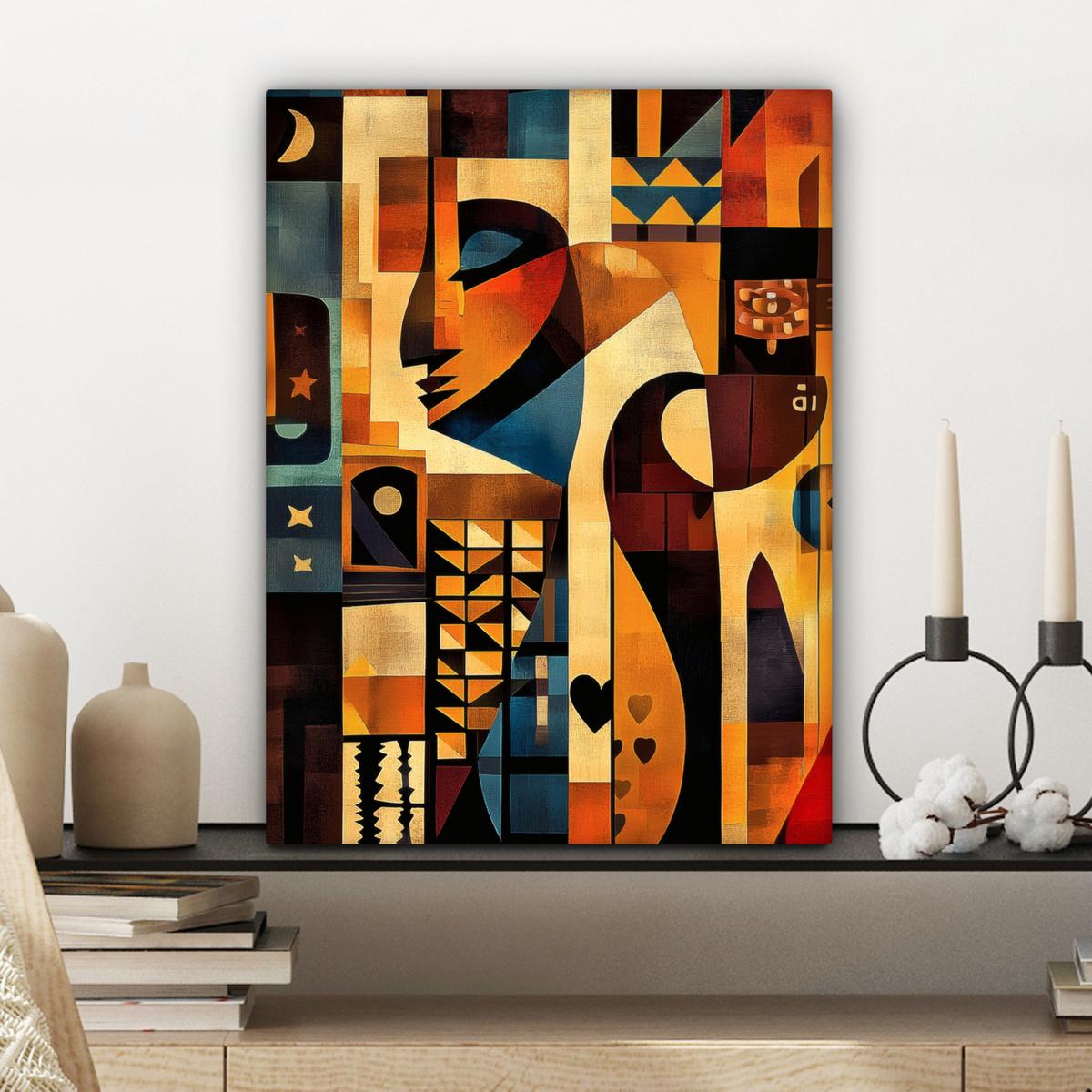 LEINWANDBILD Figuren - Abstrakt - Symbole Room Decor 30x40 cm - Terracotta, Textil (30/40cm) - MuchoWow