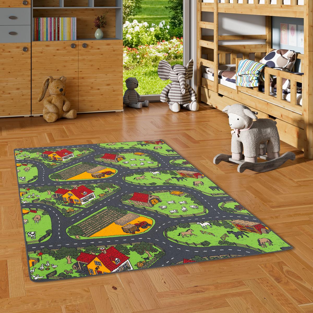 KINDER SPIEL STRASSENTEPPICH - Anthrazit, Textil (200/200cm) - Snapstyle