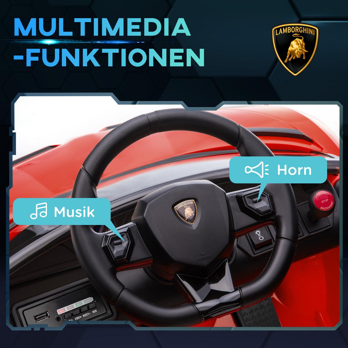 ELEKTROAUTO Elektrisches Kinderfahrzeug, Elektrofahrzeug inkl. Fernbedienung - Rot, Metall (107.5/63/42cm) - HOMCOM