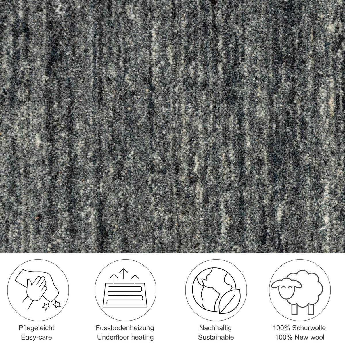 HANDWEBTEPPICH Pure 150x150 cm - Anthrazit, Textil (150/150cm) - THEKO