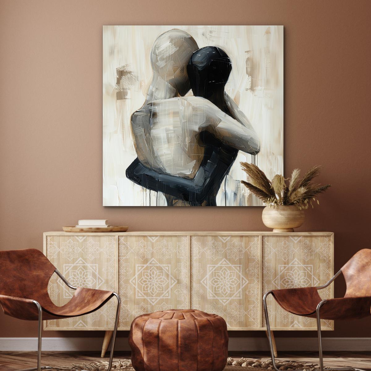 METALLBILD Abstrakt - Liebe - Schwarz und weiß - Modern 90x90 cm - Schwarz, Metall (90/90cm) - MuchoWow