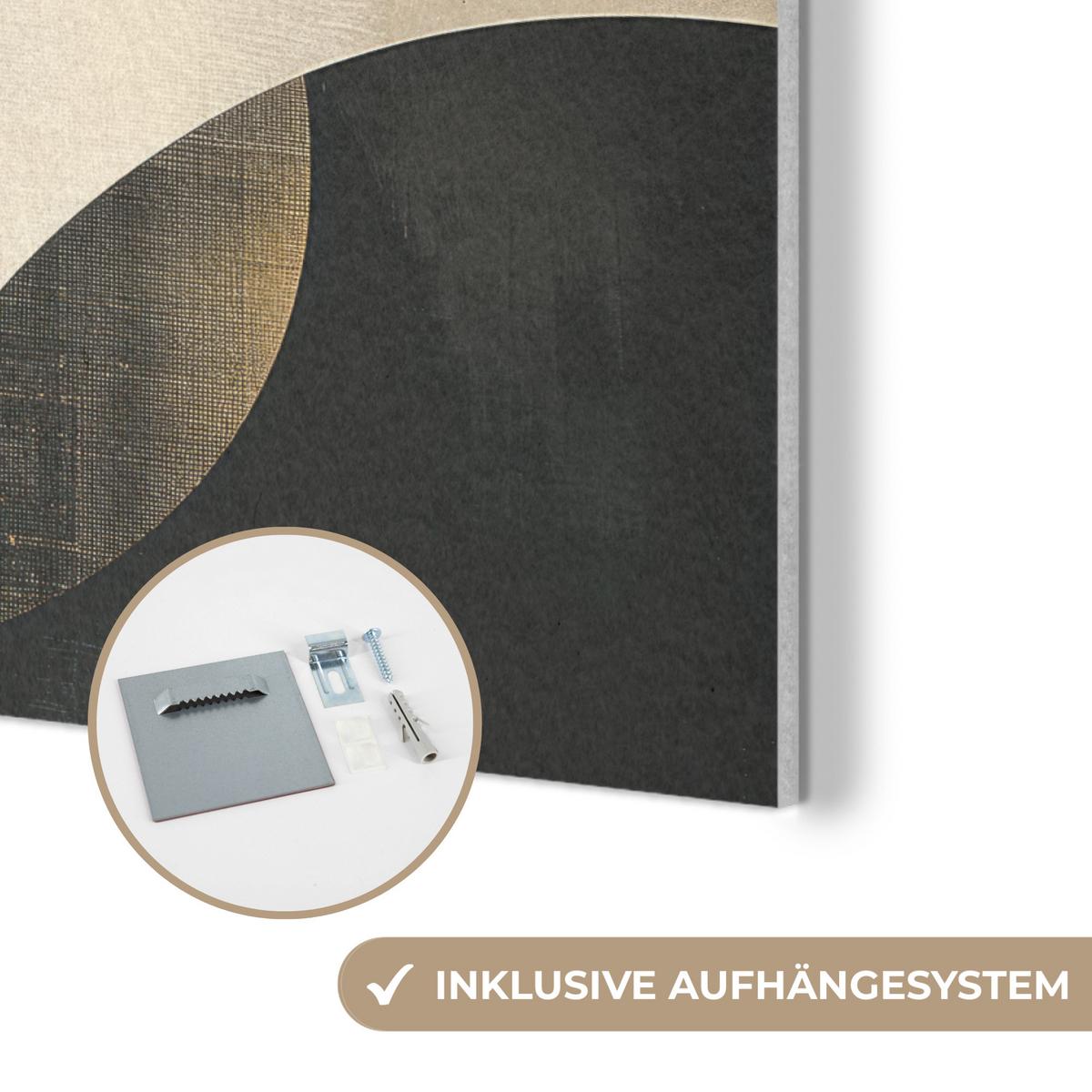 AKUSTIKBILD Abstrakt - Geometrische Formen - Schwarz - Gold Wanddeko 70x50 cm - Ecru, Kunststoff (70/50/0.9cm) - MuchoWow