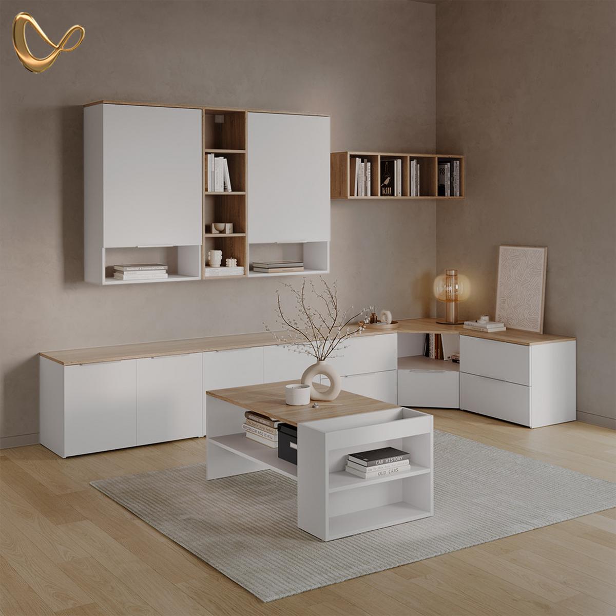 LOWBOARD Piave Weiß/Sonoma 68 x 50 cm - Weiß/Sonoma Eiche, Holzwerkstoff (68/50/68cm) - Livinity®
