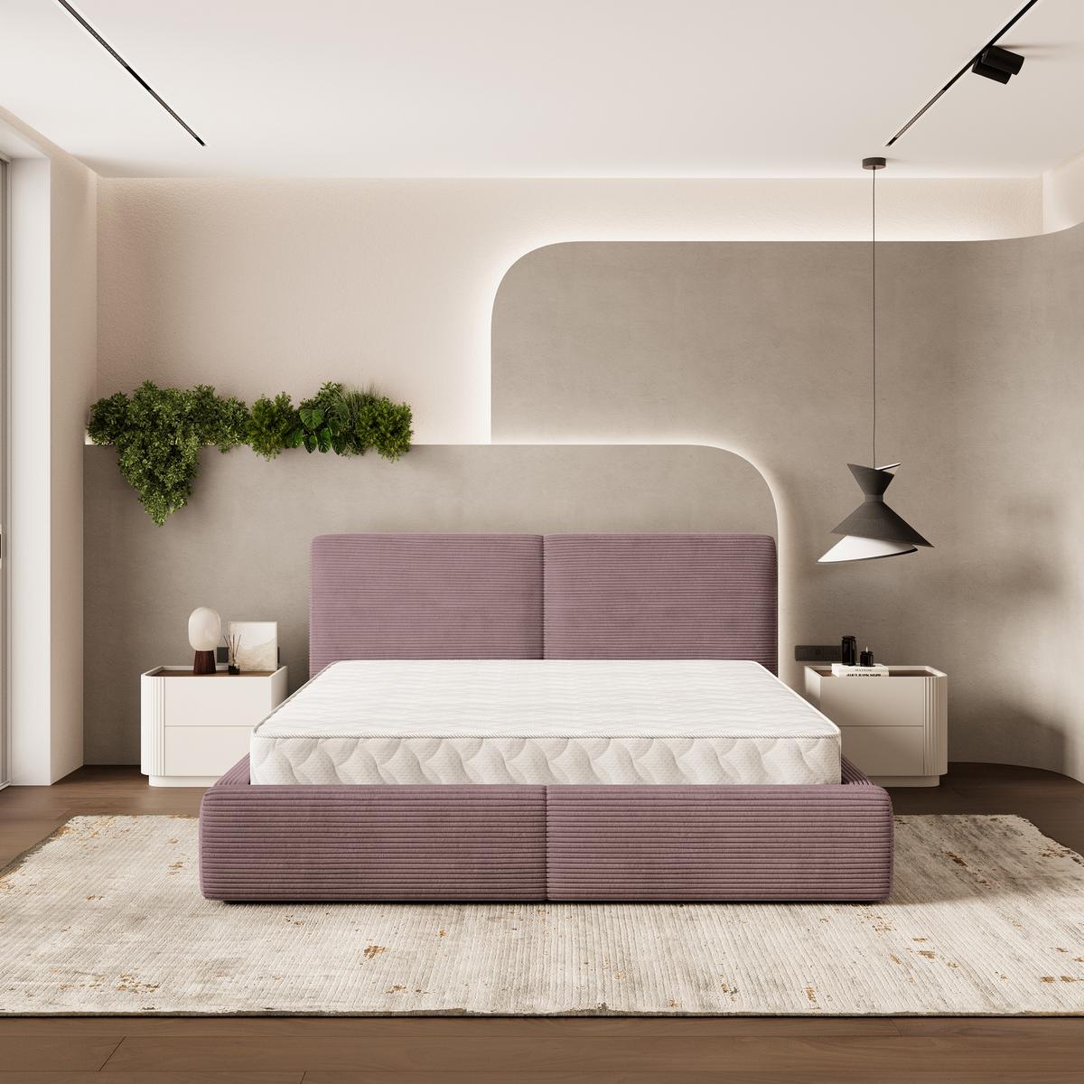 POLSTERBETT FELURO P 120x200 cm mit Bettkästen - Lila - Lila, Holz/Textil - MASSENO