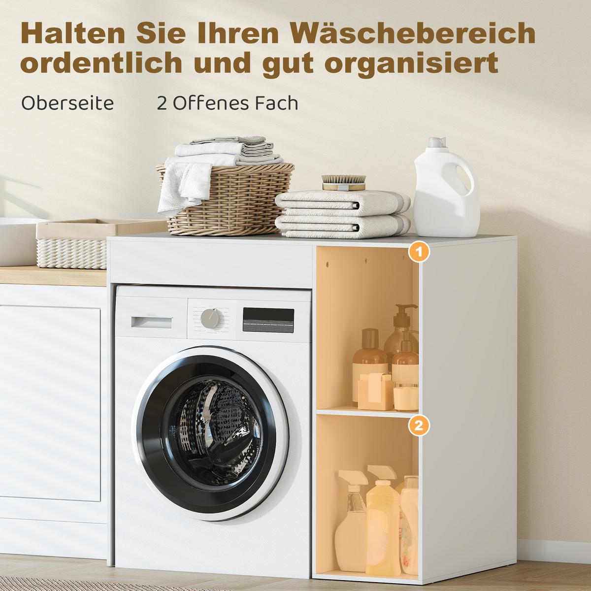 WASCHMASCHINENSCHRANK Spanplatte Weiß - Weiß, Holzwerkstoff (60/90.5/96cm) - HOMCOM