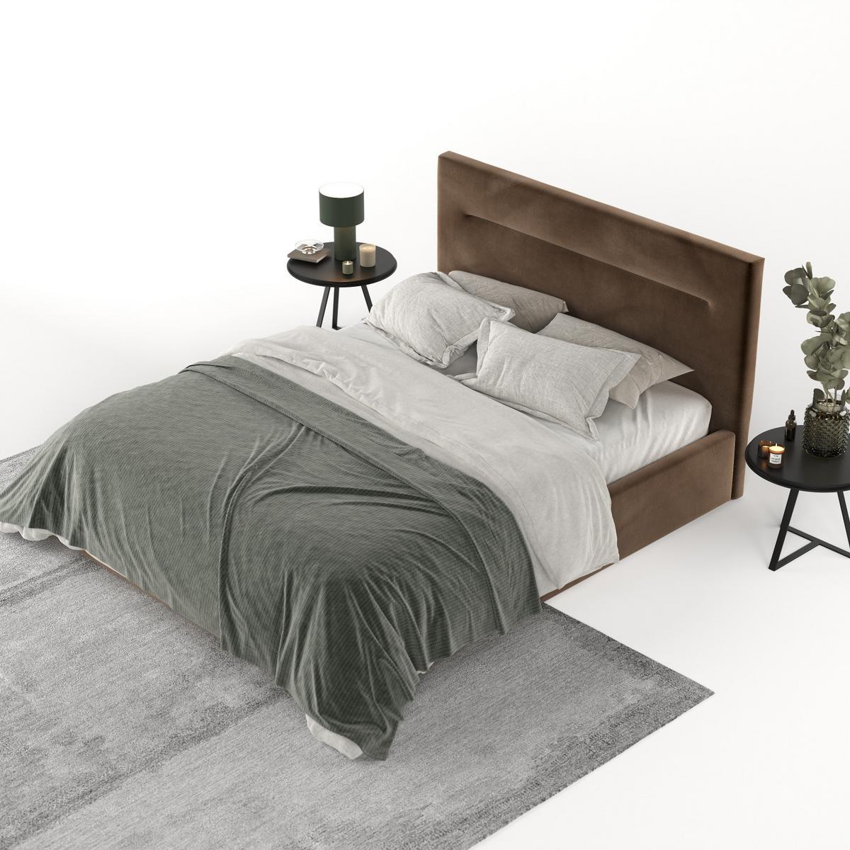 POLSTERBETT Liline 140/200 cm Braun im Kronos Stoff - Schwarz/Naturfarben, Holz/Holzwerkstoff (140/200cm) - AltaBeds