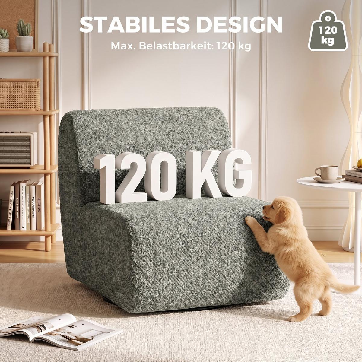 SESSEL Chenille Grau - Schwarz/Grau, Textil/Metall (70/70/90cm) - HOMCOM