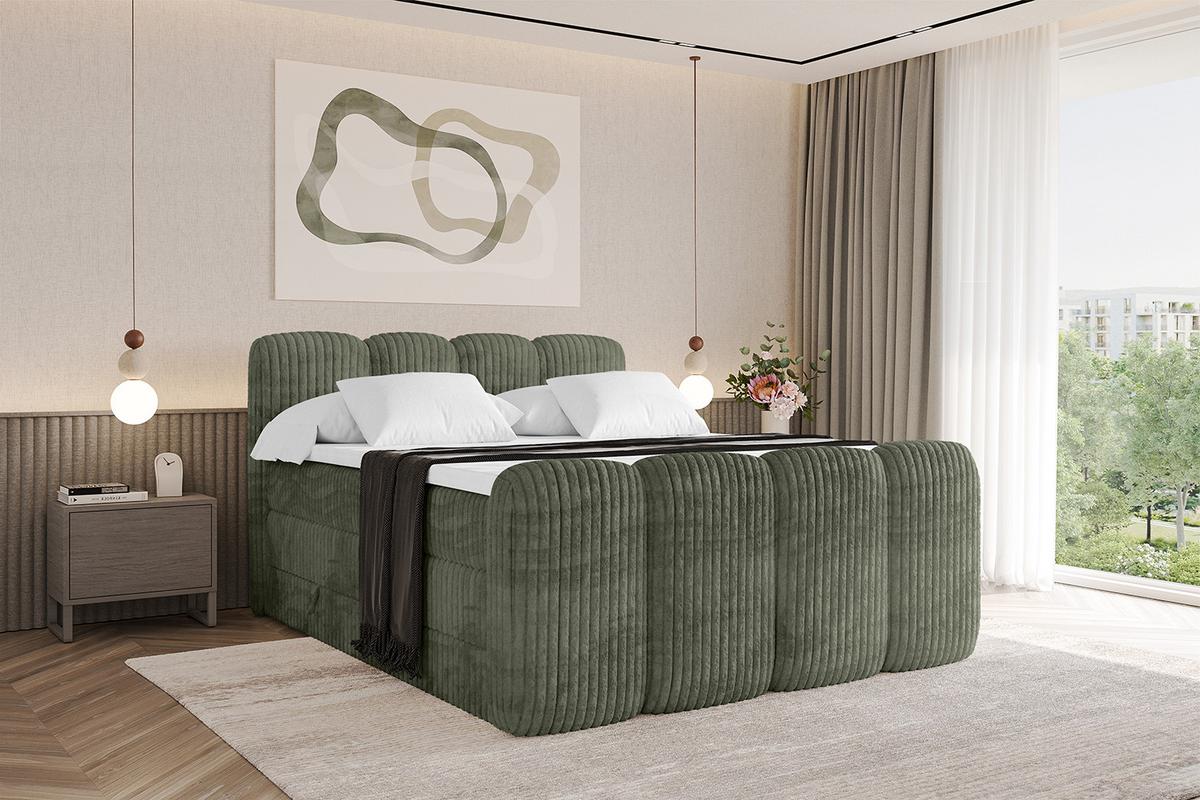 BOXBETT mit Matratze H3|H4 und Lattenrost - NINA-Z KING - 160x200 cm Tila - Olive - Olivgrün, Holzwerkstoff (160/200cm)
