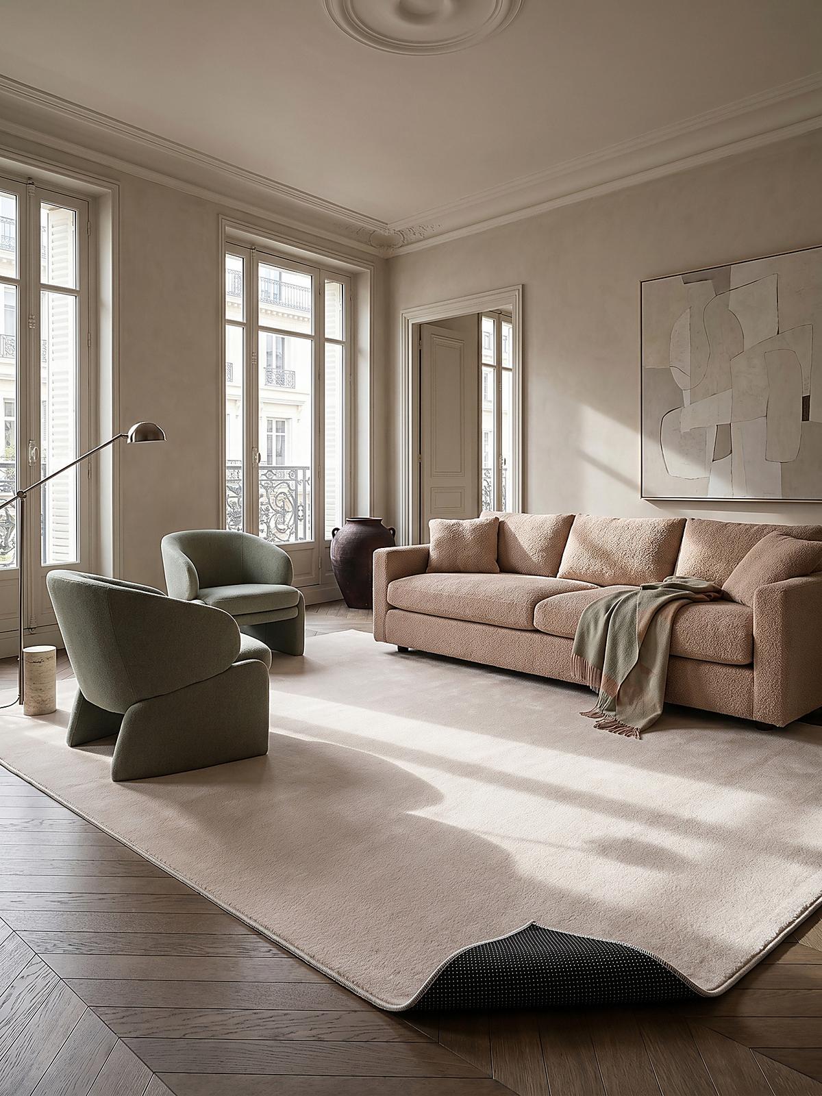 KURZFLORTEPPICH Antirutsch Uni DOUBS Polyester Beige 140 x 200 cm - Beige, Textil (140/200cm) - KADIMA DESIGN
