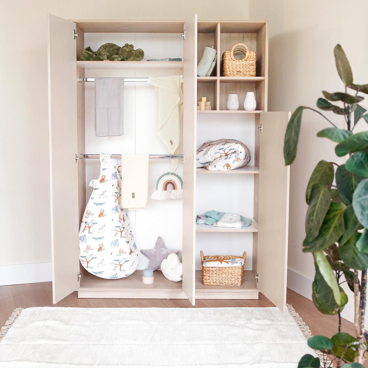 KINDERKLEIDERSCHRANK Elva - Creme, Holz (131.5/190/53cm) - Roba