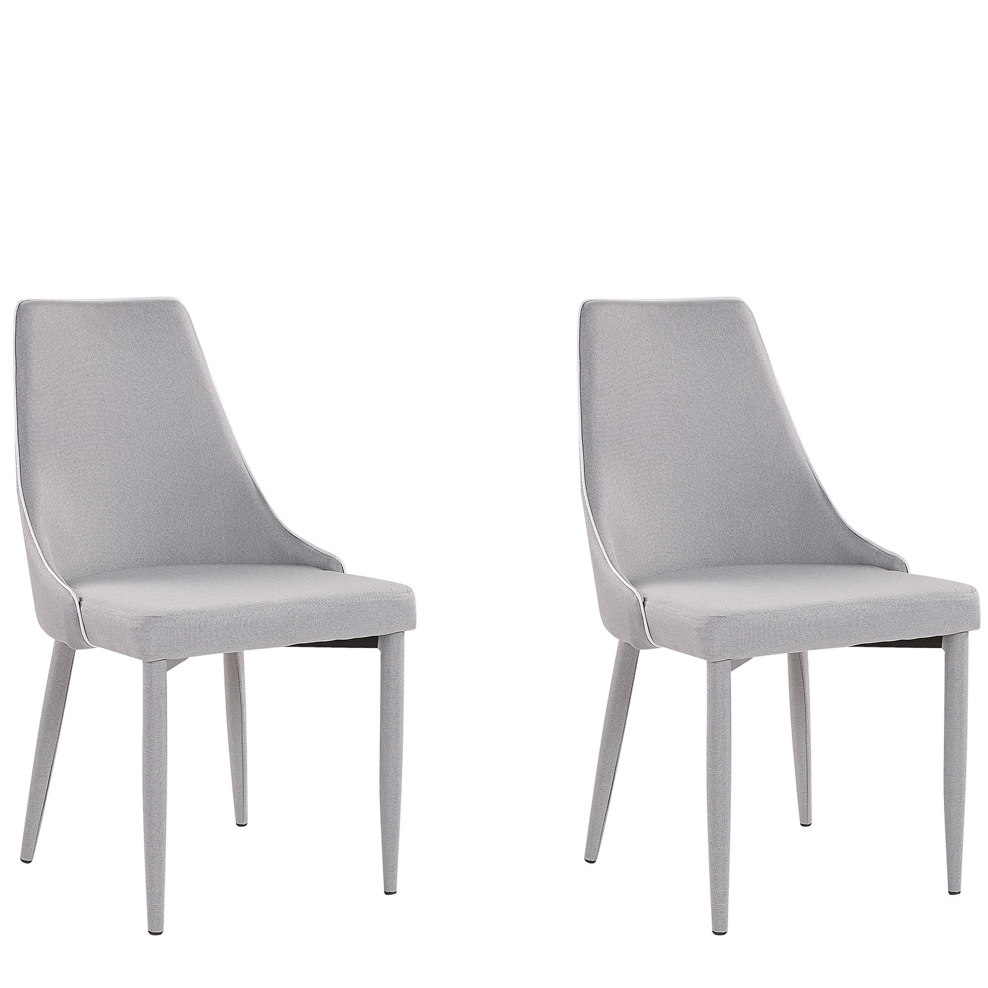 ESSZIMMERSTUHL 2er-Set Polsterbezug Grau Camino - Grau, Textil/Metall (50/90/60cm) - Beliani