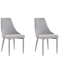 ESSZIMMERSTUHL 2er-Set Polsterbezug Grau Camino - Grau, Textil/Metall (50/90/60cm) - Beliani