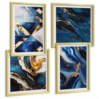 BILDER SET 4er Set - 50x50 cm & 40x60 cm Goldrahmen - Abstrakte, elegante Muster - Goldfarben, Kunststoff (50/50cm) - TULUP