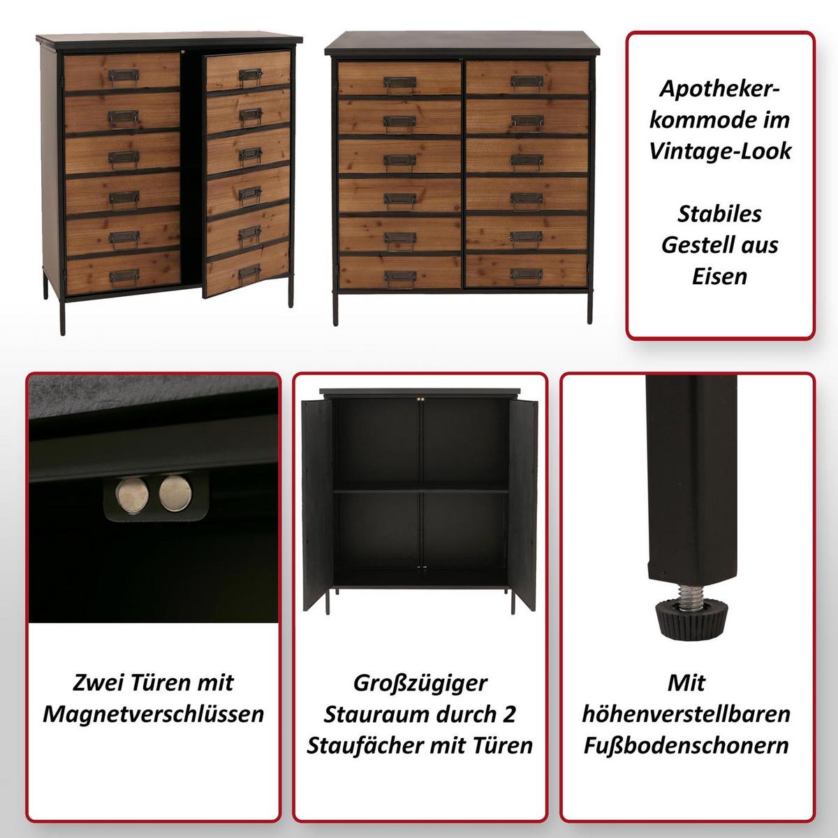 APOTHEKERKOMMODE Multicolor - Multicolor, Metall (80/94/35cm) - MCW