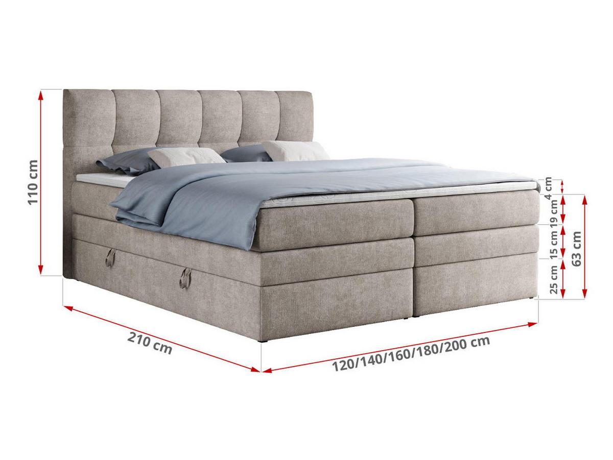 BOXSPRINGBETT ALVIN KING 120/200 Beige Struktur - H4 - Beige, Holz/Textil (120/200cm) - MKS