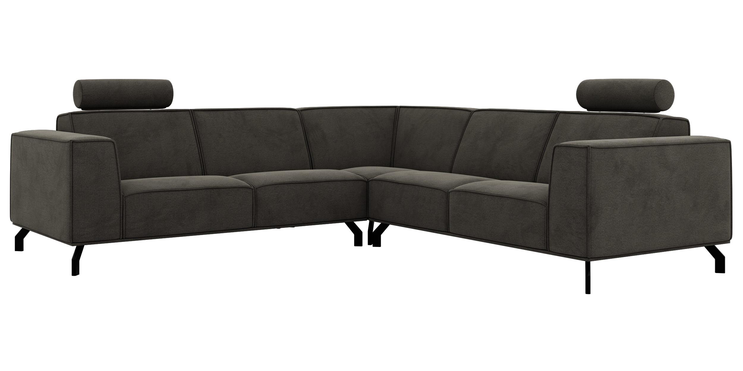 ECKSOFA VESANO L - Dunkelgrau Velvet - Dunkelgrau/Schwarz, Textil/Metall (260/260cm) - MKS