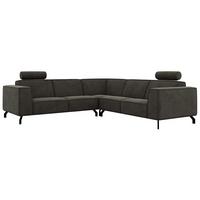 ECKSOFA VESANO L - Dunkelgrau Velvet - Dunkelgrau/Schwarz, Textil/Metall (260/260cm) - MKS