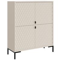KOMMODE Montreal mit 4 Türen, dekorative 3D-Fronten, Highboard 100 cm, Kaschmir - Kaschmir/Schwarz, Holzwerkstoff/Metall (101/113/40cm) - Beautysofa