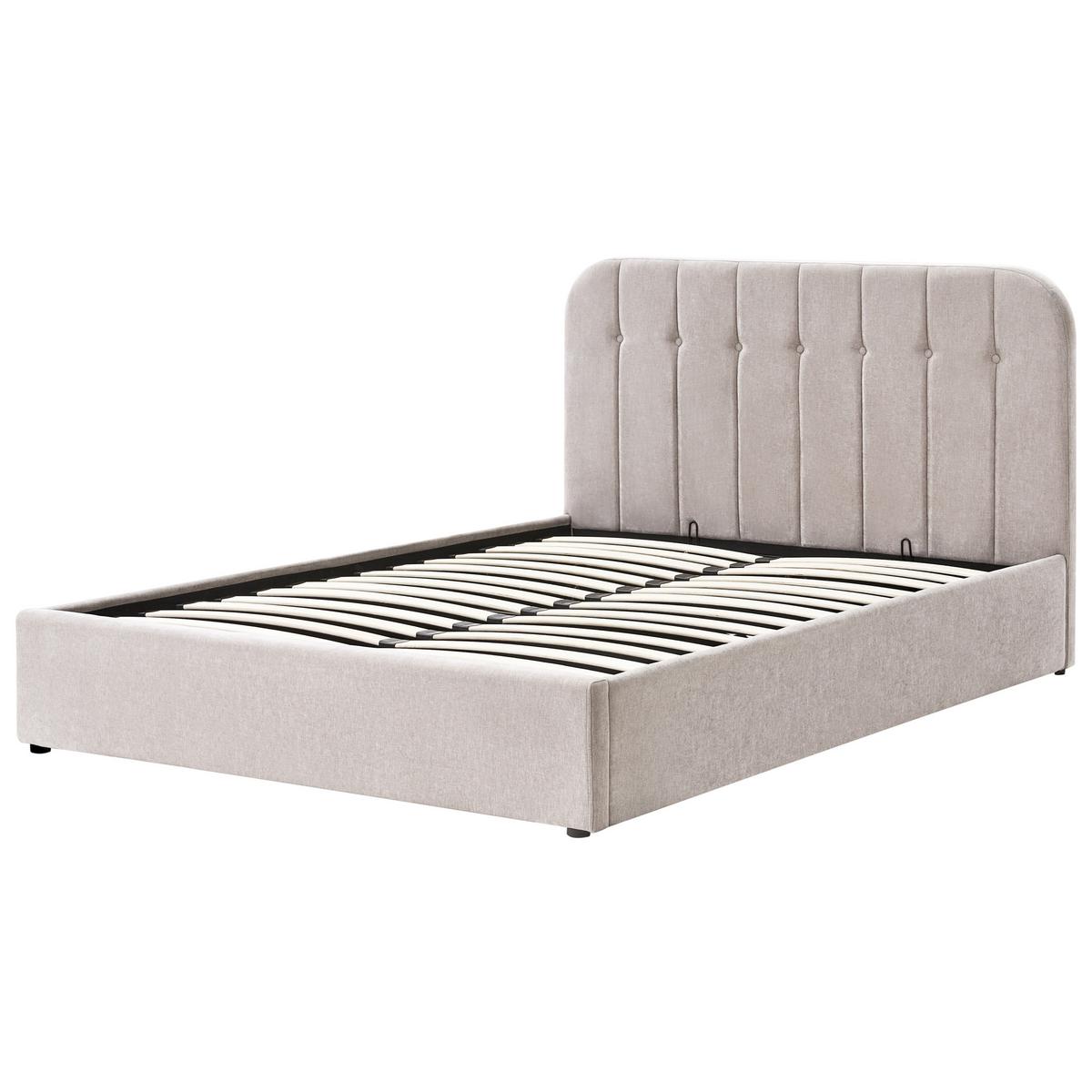 BETT mit Stauraum 160/200 cm Chenillegewebe Taupe Challans - Taupe, Textil (160/200cm) - Beliani
