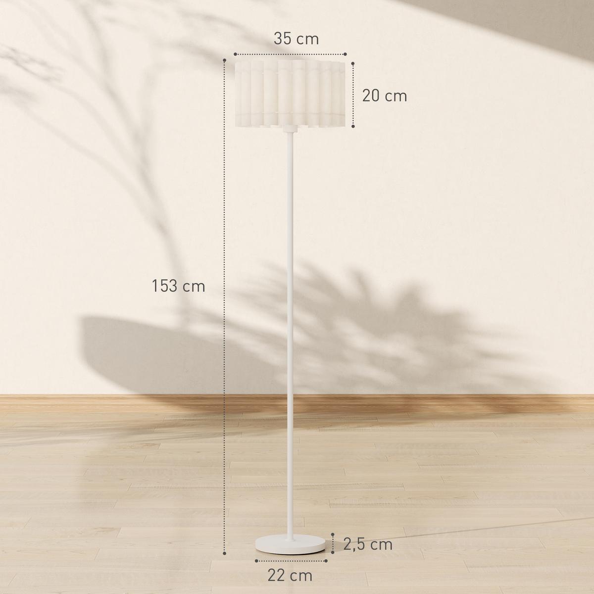 STEHLAMPE, Stehleuchte mit E27 Fassung, mit Wellenschirm für Wohnzimmer, Weiß - Weiß, Kunststoff (35/35/153cm) - HOMCOM
