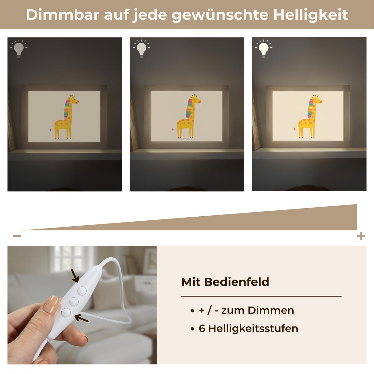 WANDLEUCHTE Giraffe - Regenbogenmähne - Beige 20x15 cm - Beige, Holzwerkstoff (20/15/8cm) - OnlyWow
