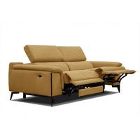 RELAXSOFA MATERA 3-Sitzer mit 2 Relaxfunktionen, dunkelgelb - Dunkelgelb/Schwarz, Holzwerkstoff/Textil (212/82/103cm) - Wozimo