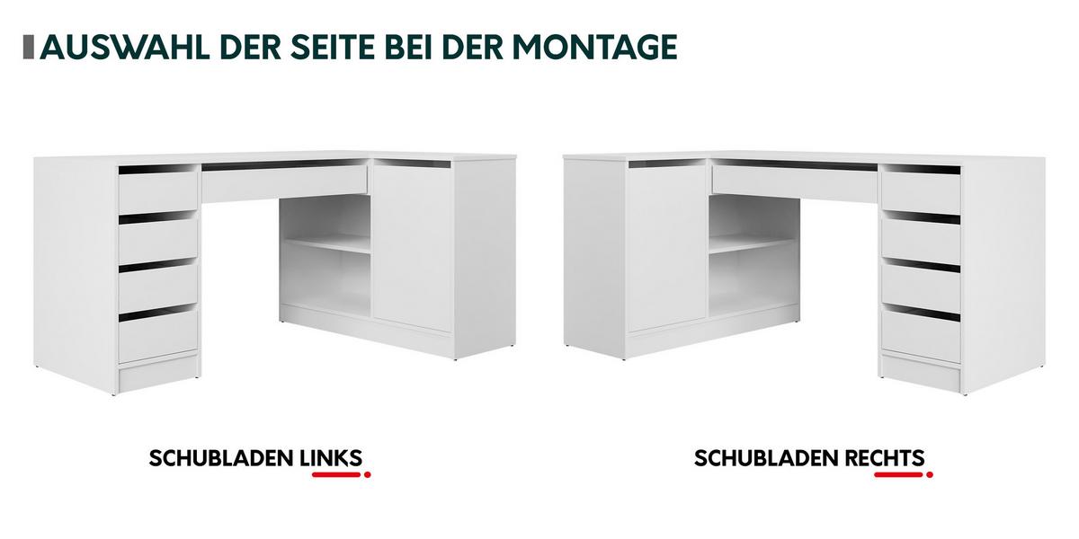 ECKSCHREIBTISCH Ada - Schwarz, Holzwerkstoff/Kunststoff (98/158/76cm) - MIRJAN24