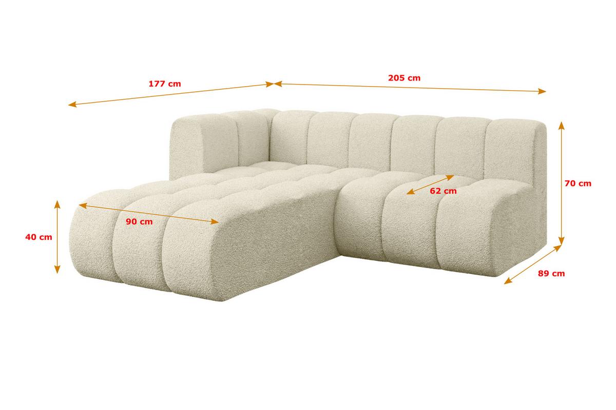 ECKSOFA modulares Sofa Darnel-L1 - 205x177x70 cm Beige - Beige, Holzwerkstoff/Textil (205/177cm) - ALTDECOR