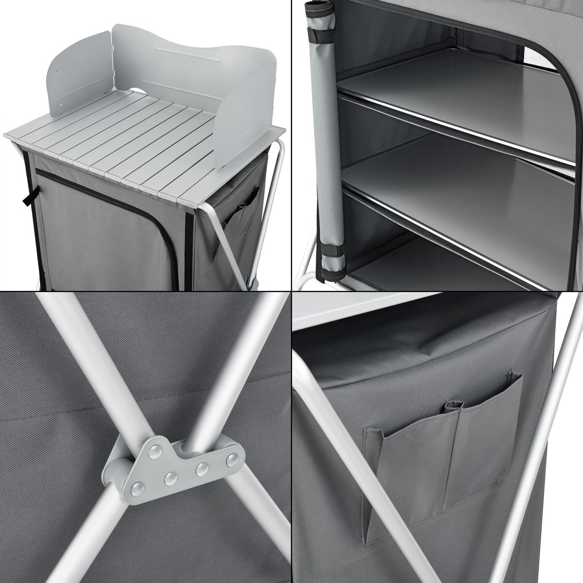 CAMPINGSCHRANK Tullinge - Grau, Textil/Metall (52/70/109.5cm) - [en.casa]