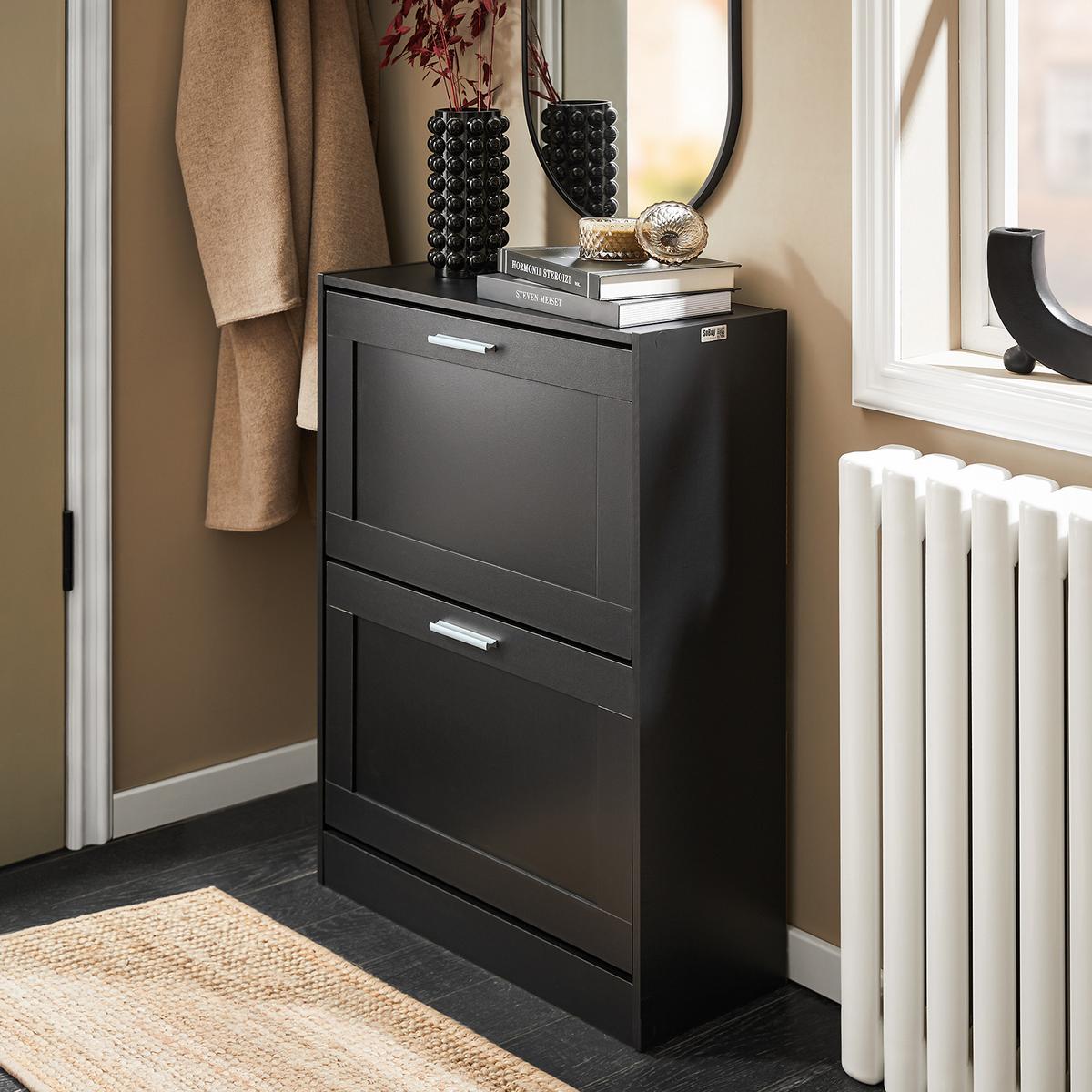 SCHUHSCHRANK Schwarz - Schwarz, Holzwerkstoff (60/80/25cm) - SoBuy