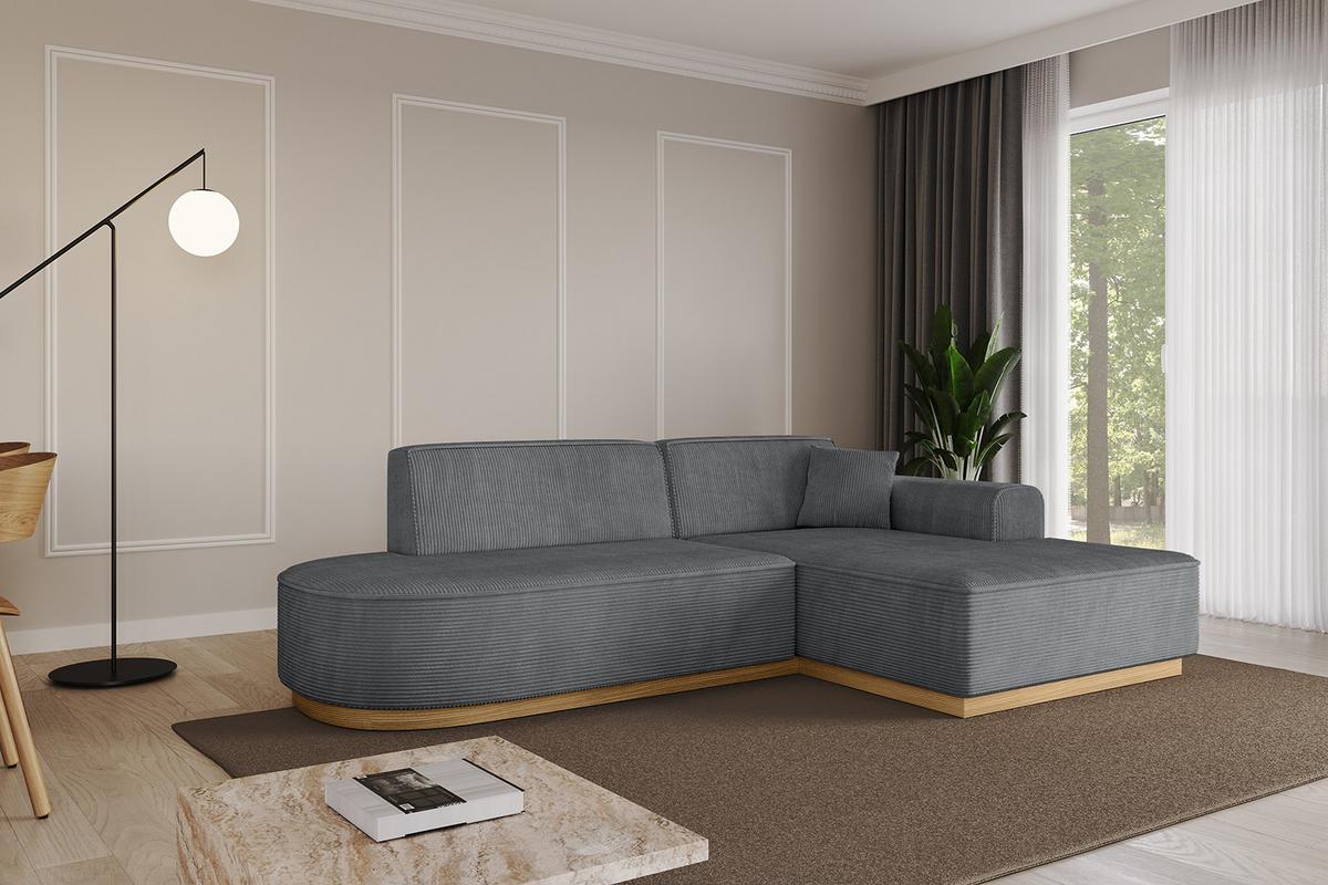 ECKSOFA Ottomane Rechts IREA-L1-v2 - 232x165x80 cm Duneklgrau - Dunkelgrau, Holzwerkstoff/Textil (232/165cm) - ALTDECOR