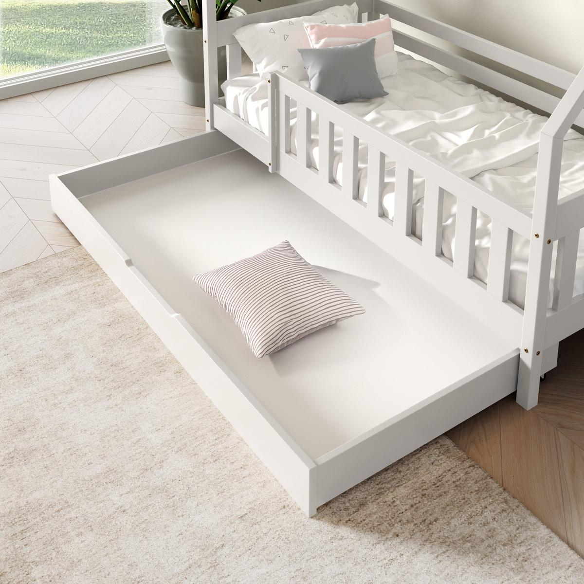 KINDERBETT BELLA mit Bettkasten 80x190 cm Weiß - Weiß, Holz (80/190cm) - MASSENO